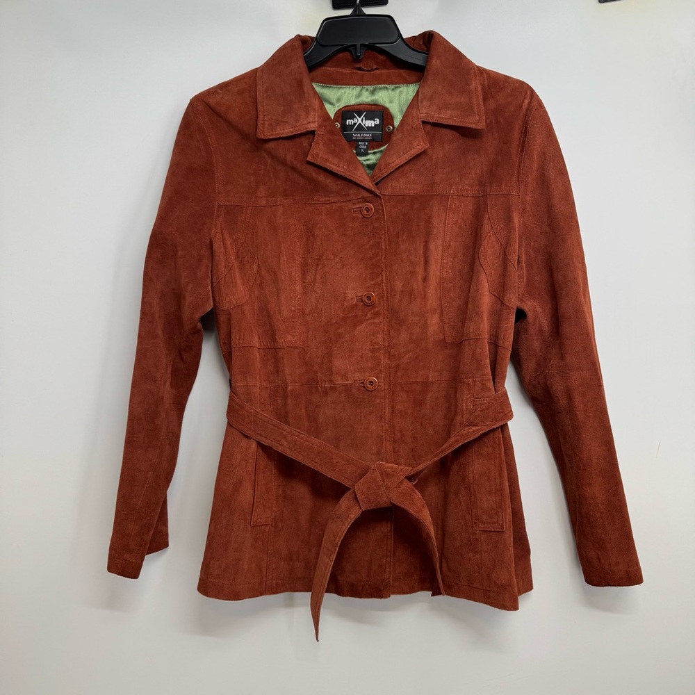Vintage Maxima Wilsons Women’s XL Suede Leather  Jacket Belted
